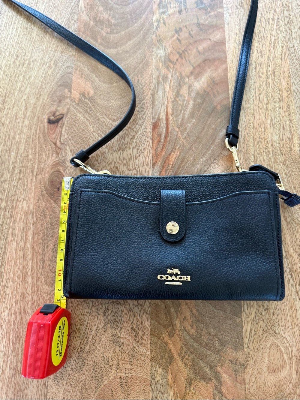Coach Black Pebbled Leather Crossbody with Gold Logo - Picture 2 of 6